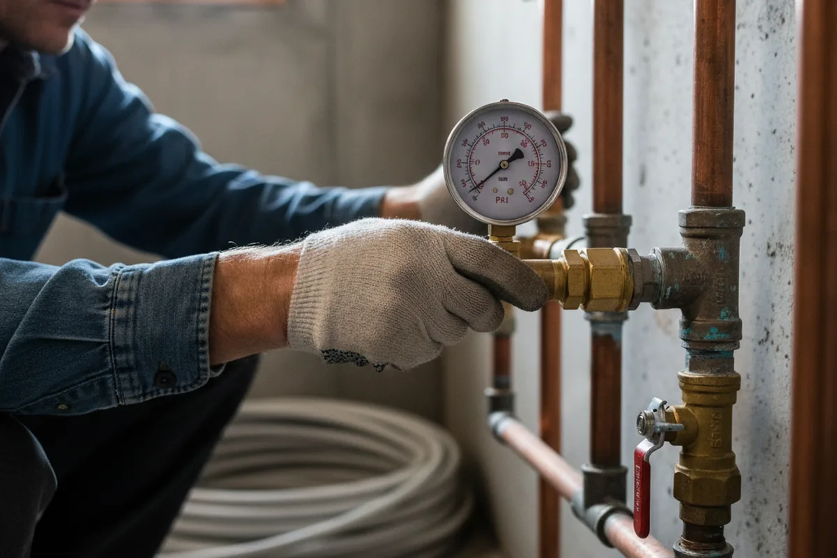 Pressure testing a repaired line during Water Line Repair in Gwynn Oak